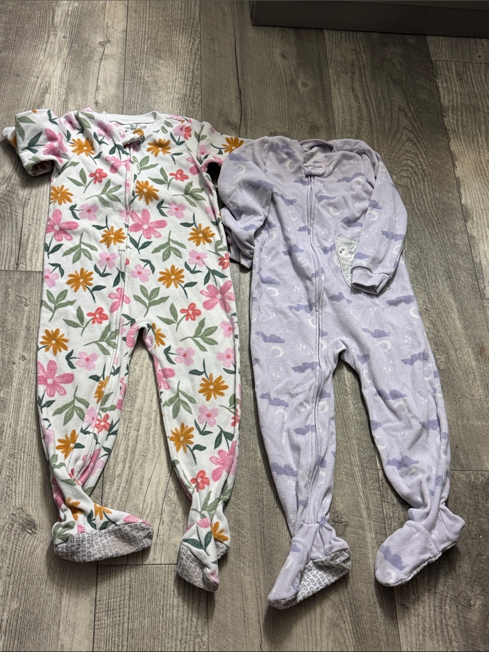 Carter's Floral White Footed Pajama & Lavender Cloud One-Piece Set